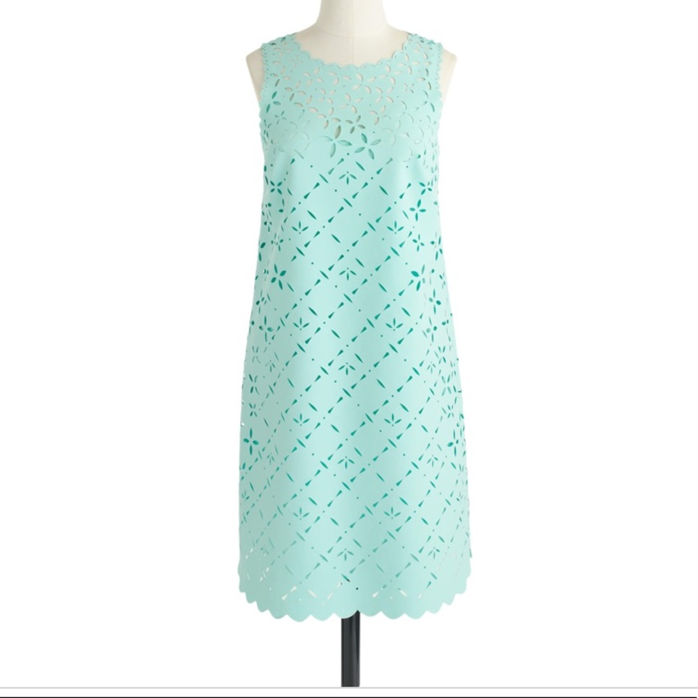 J Crew laser cut scalloped shift dress